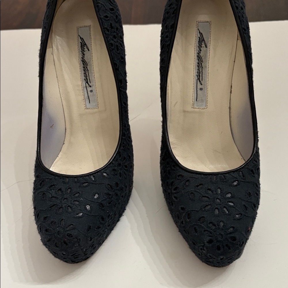 Brian Atwood Black Floral Heels